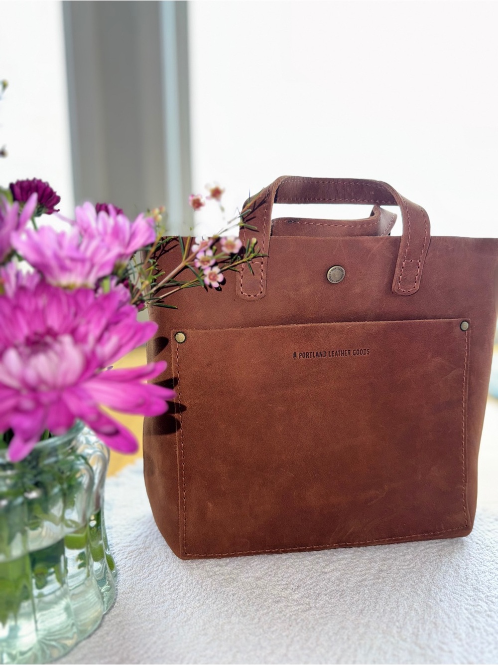 Portland Leather Brown Crossbody Tote